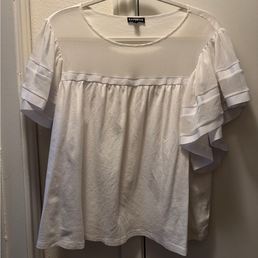 Express white tee with flared short sleeves